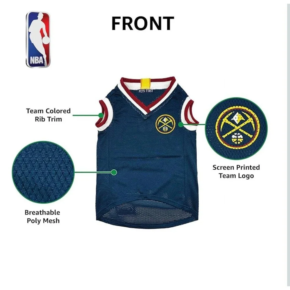 Pets First NBA Denver Nuggets Dog Jersey Size Medium New